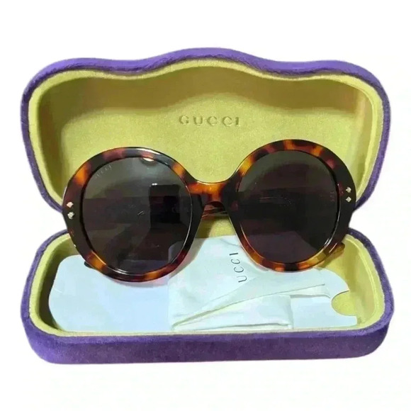 Gucci Accessories - Gucci Havana Round Sunglasses